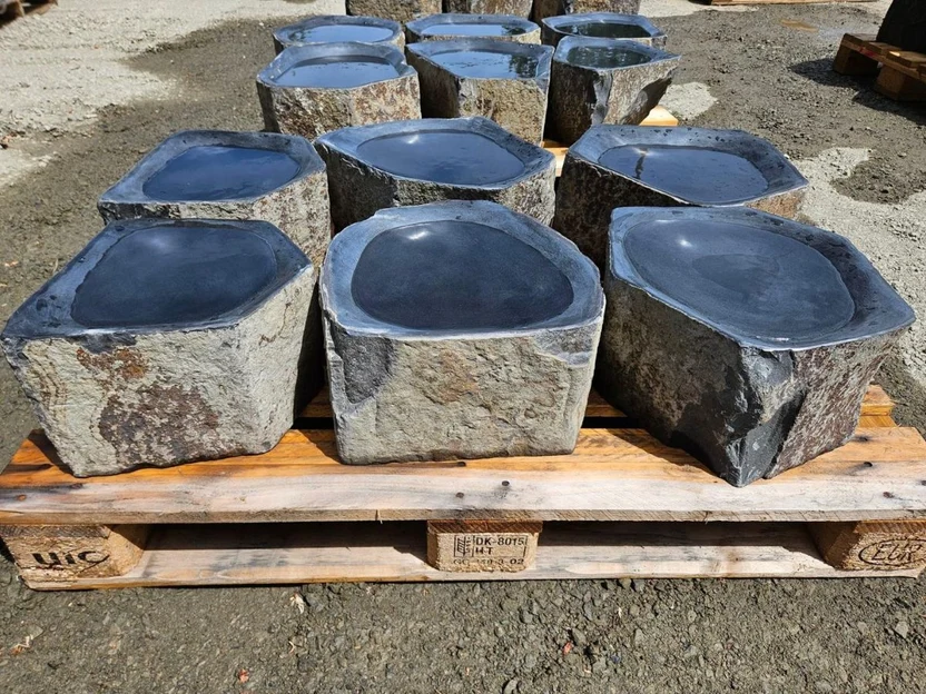 Basalt Column Bird Bath Dish